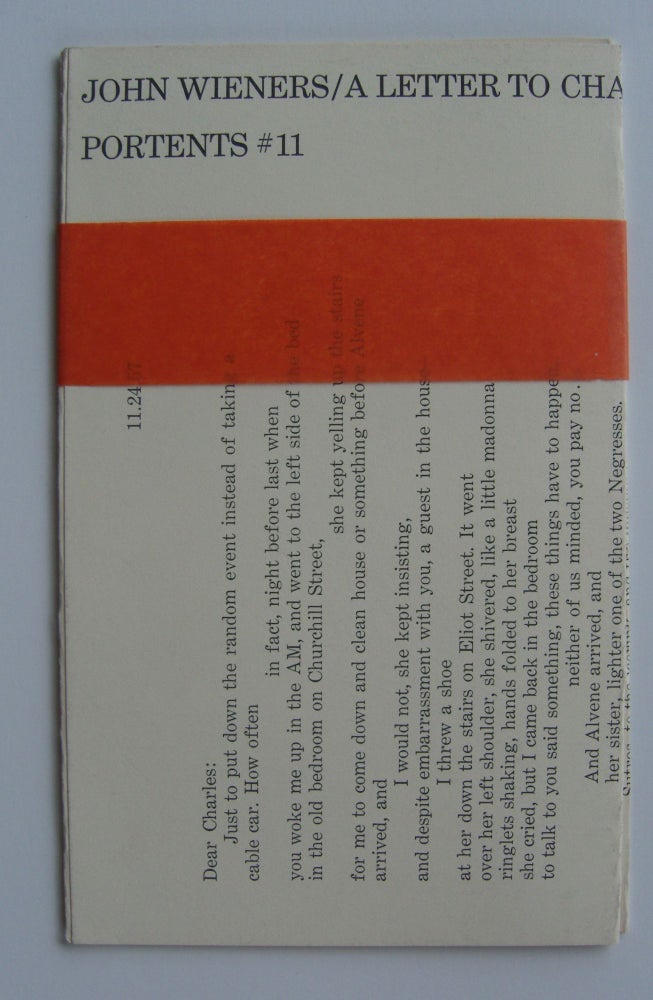 Item #1020 A Letter to Charles Olson. John Wieners.