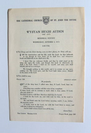 Item #1197 Wystan Hugh Auden 1907-1973 / Memorial Service / Wednesday, October 3, 1973 / 8:00...