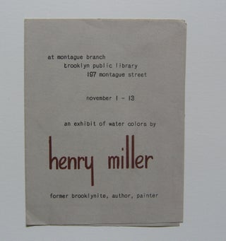 Item #1198 An Exhibit of Water Colors... at Montague Branch, Brooklyn Public Library. Henry Miller