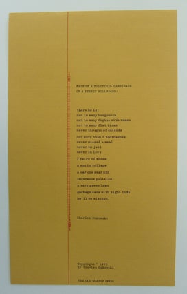 Item #1211 Face of a Political Candidate on a Street Billboard. Charles Bukowski
