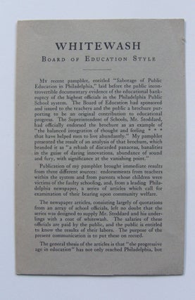 Item #1255 Whitewash: Board of Education Style. Albert C. Barnes