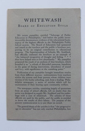 Item #1255 Whitewash: Board of Education Style. Albert C. Barnes