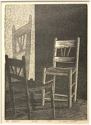 Item #1776 The Chairs [wood-engraving]. Claire Van Vliet