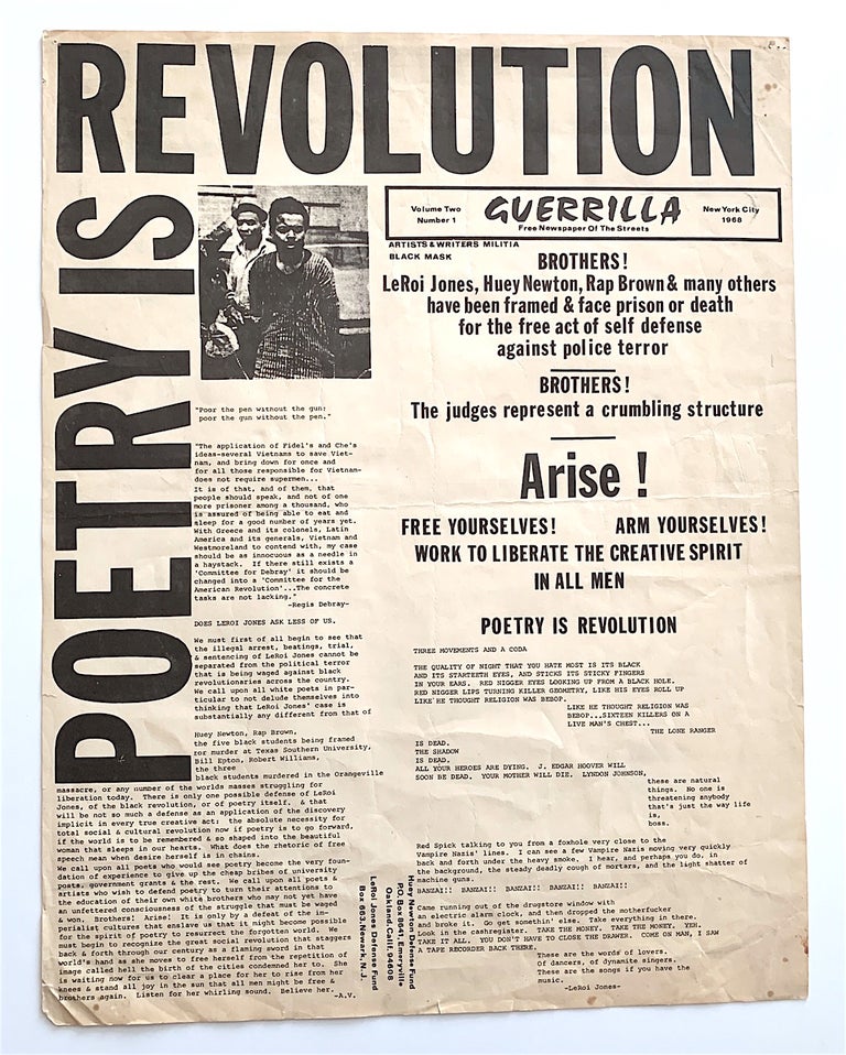 Item #1869 Poetry is Revolution. Volume 2, number 1. GUERRILLA. Free Newspaper of the Streets.