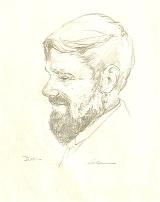 Item #1951 Original Pencil Drawing Portrait of D.H. Lawrence. D. H. Lawrence, Alan James Robinson