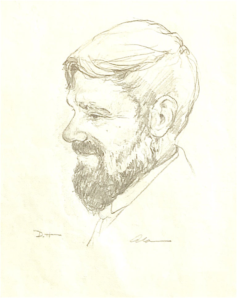 Item #1951 Original Pencil Drawing Portrait of D.H. Lawrence. D. H. Lawrence, Alan James Robinson.