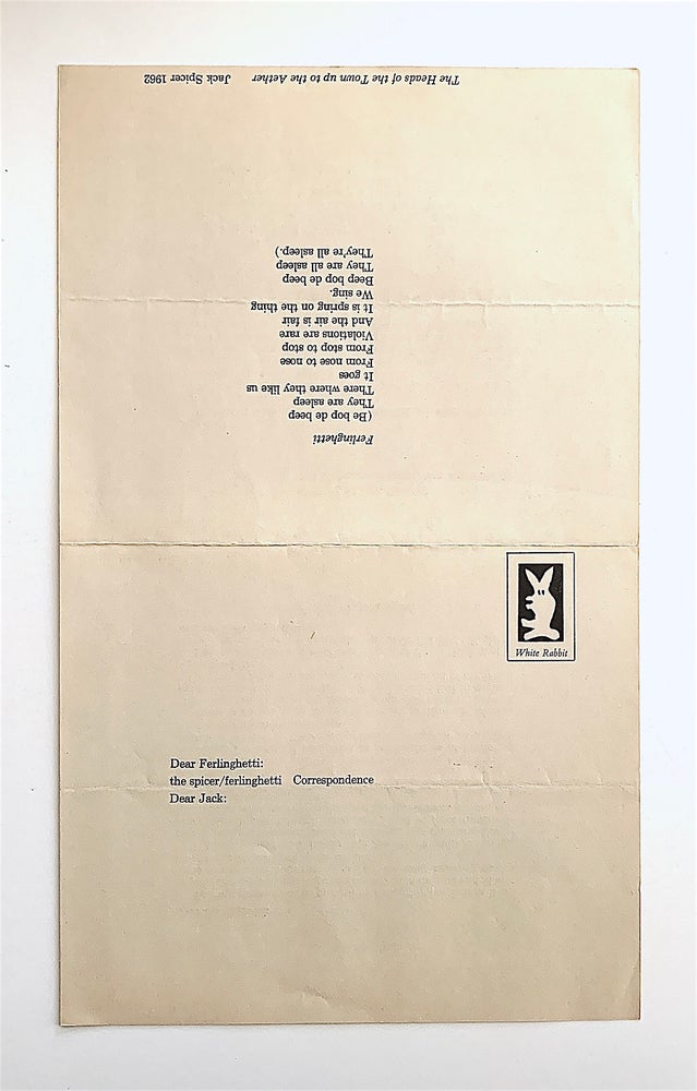 Item #2140 Dear Ferlinghetti; Dear Jack: The Spicer/Ferlinghetti Correspondence. Lawrence Ferlinghetti, Jack Spicer.