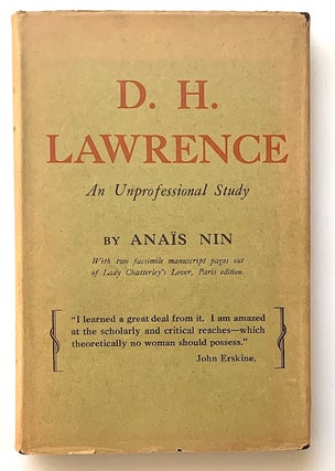 Item #2304 D.H. Lawrence: An Unprofessional Study. Anaïs Nin