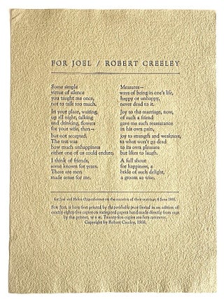 Item #2390 For Joel. Robert Creeley