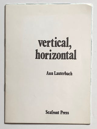 Item #2623 Vertical, Horizontal. Ann Lauterbach