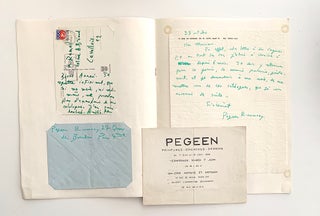 Item #2652 Autograph Letter Signed, Autograph Postcard Signed, Gallery Exhibition Catalogue,...