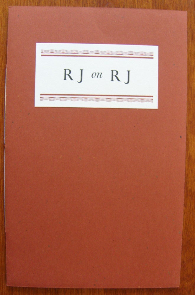 Item #389 RJ on RJ: Robinson Jeffers and the Subtle Passion. Robinson Jeffers.