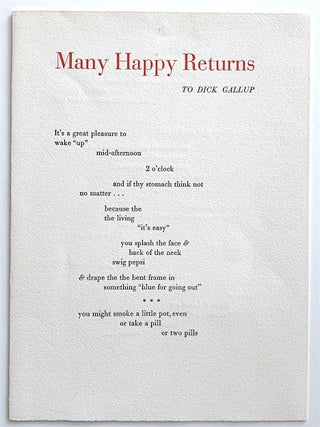 Item #719 Many Happy Returns. Ted Berrigan