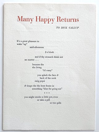 Item #719 Many Happy Returns. Ted Berrigan