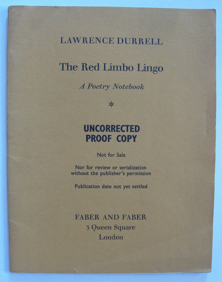 Item #859 The Red Limbo Lingo [uncorrected proof]. Lawrence Durrell.